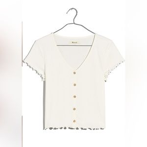 Madewell Ribbed Button-Front V-Neck Tee